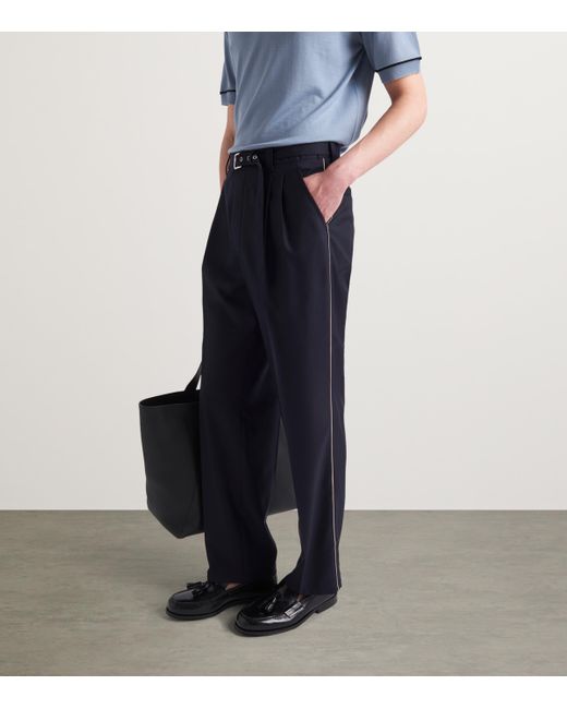 Prada Blue Wool-Silk Straight Trousers for men