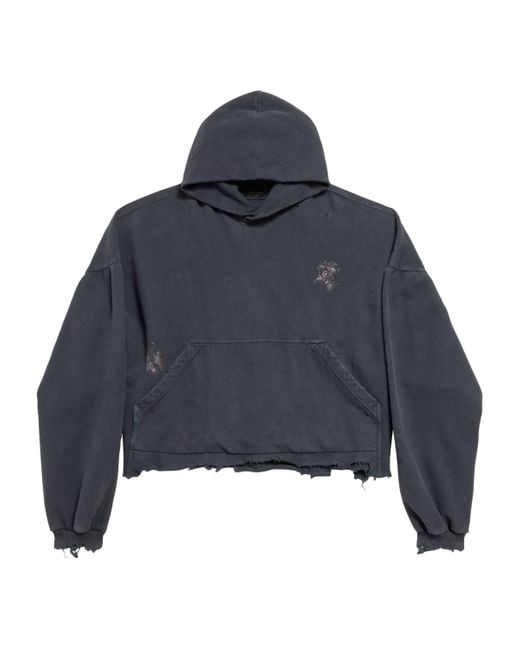 Balenciaga Blue Nail Polish Cropped Hoodie