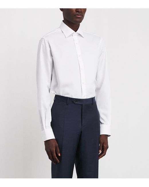 Pal Zileri White Cotton Milano Collar Shirt for men