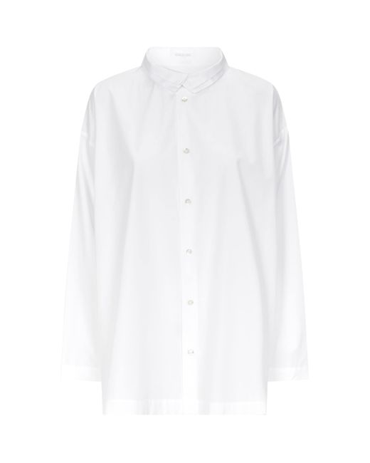Eskandar White A-Line Stand-Collar Shirt