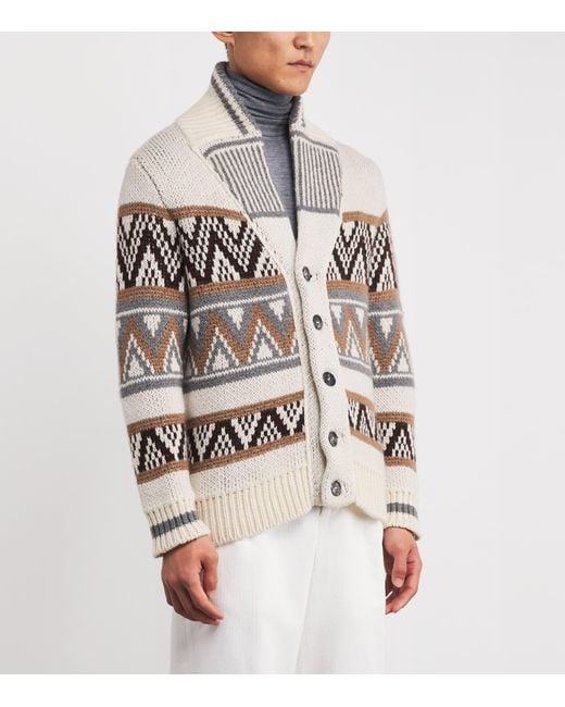 Isaia White Cashmere Cardigan for men