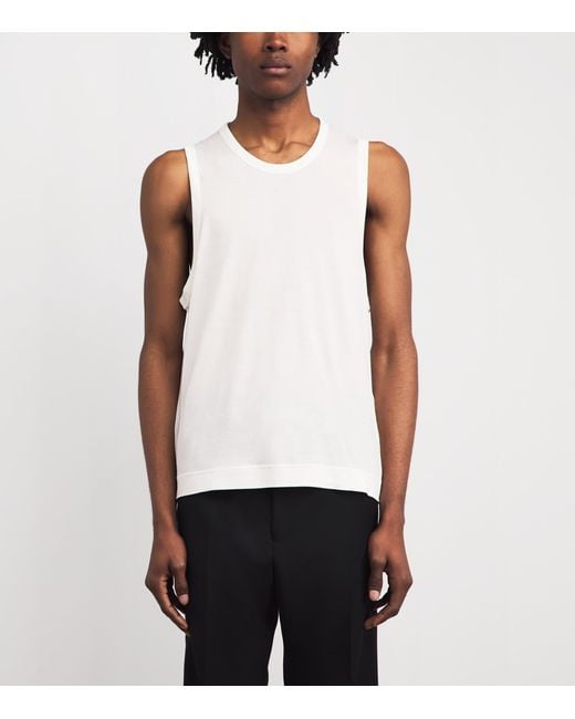 AMI White Cotton Ami De Coeur Tank Top for men