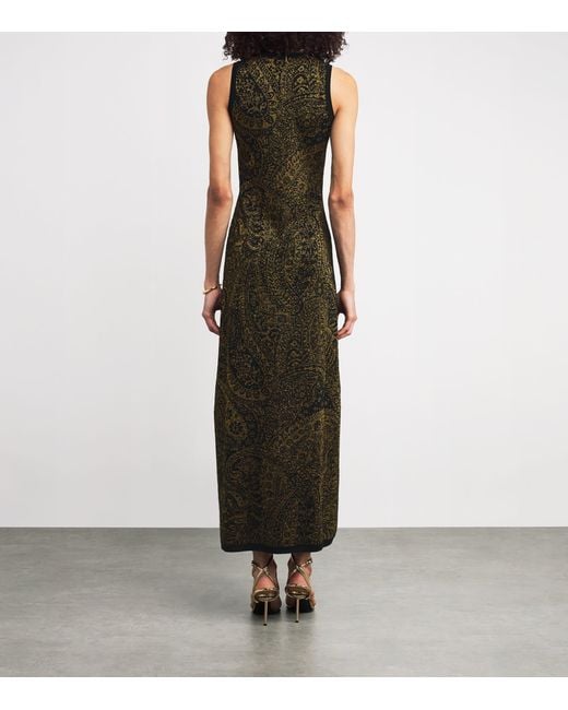Etro Brown Wool-Blend Paisley Maxi Dress