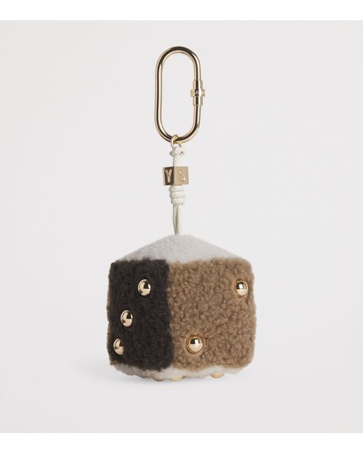 Yves Salomon Metallic Merino Shearling Dice Keyring