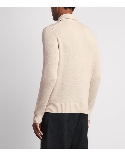 Allude Natural Wool-Cashmere Collared Cardigan for men
