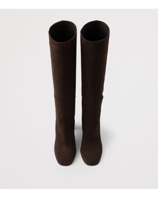 Prada Black Suede Knee-High Boots 55