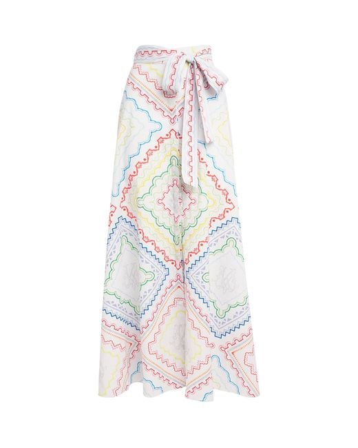 Mary Katrantzou White Cotton-Blend Como Maxi Dress