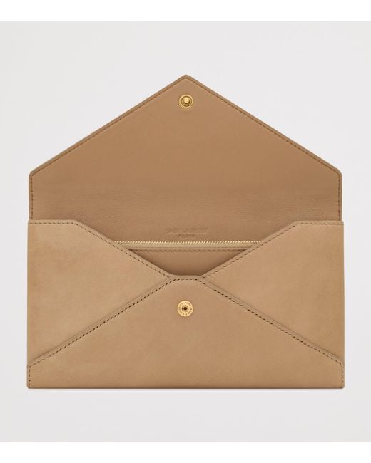 Saint Laurent Natural Large Leather Letter Flap Wallet