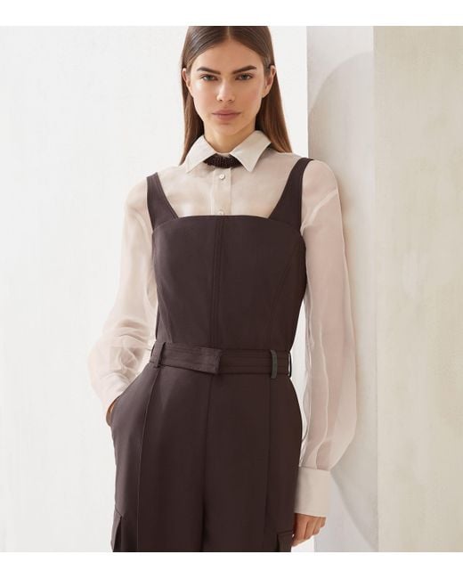 Brunello Cucinelli Purple Virgin Wool-Blend Belted Jumpsuit