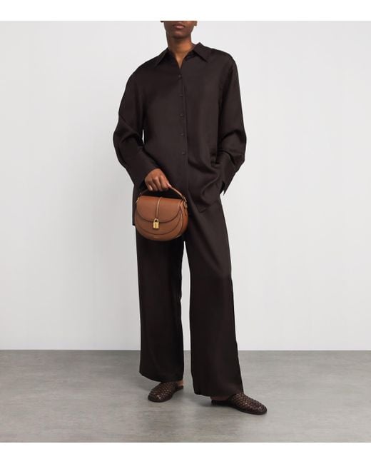 DeMellier London Brown Small Leather Siena Saddle Bag