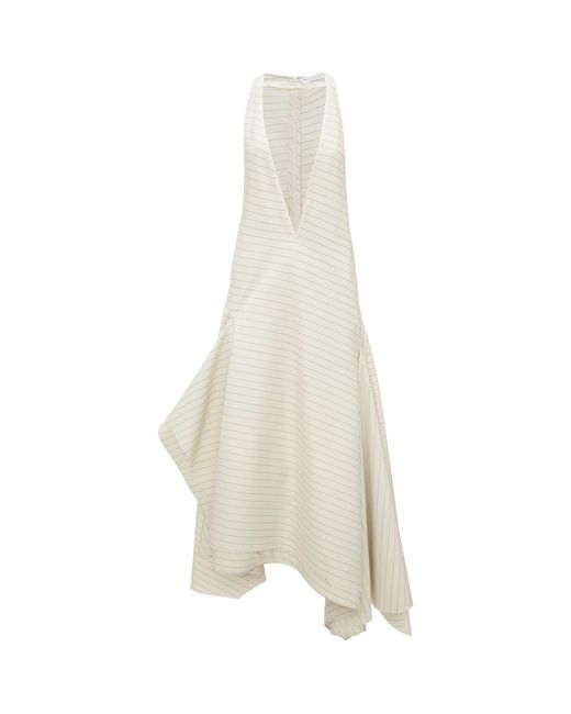 J.W. Anderson White Wool-blend Striped Maxi Dress