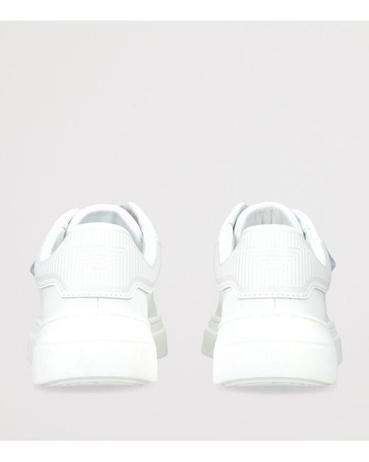 Giorgio Armani White Leather Velcro Sneakers for men