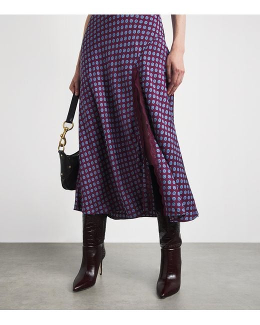 Claudie Pierlot Purple Satin Printed Midi Dress