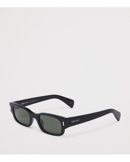 McQueen Black Rectangular Panthos Sunglasses