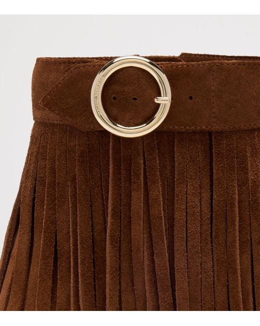 Malone Souliers Brown Suede Fringed Donni Heeled Ankle Boots 70