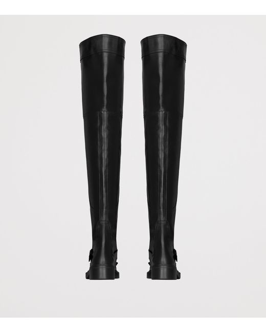 Saint Laurent Black Leather Joe Over-The-Knee Boots 25 for men