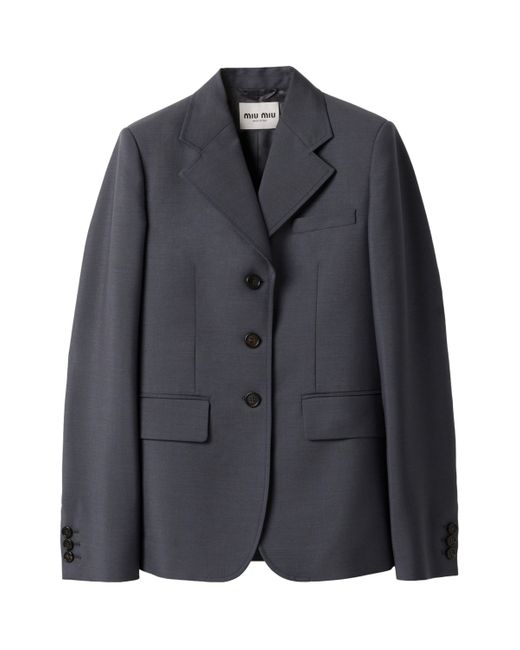 Miu Miu Black Mohair-Blend Single-Breasted Blazer