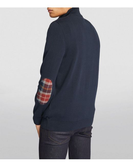 Barbour Blue Elbow-patch Avoch Sweater for men