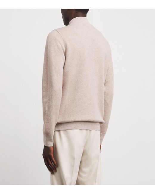 N.Peal Cashmere Natural Cashmere Quarter-Zip Temple Sweater for men