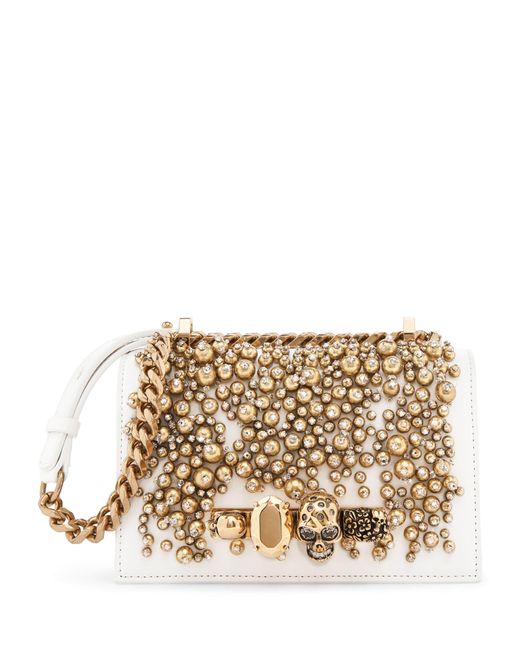 McQueen Metallic Leather Embellished Jewelled Satchel