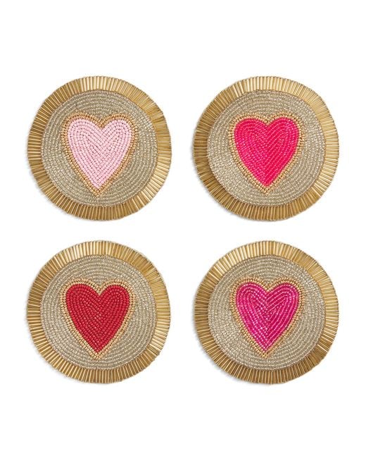Joanna Buchanan Pink Beaded Heart Coasters