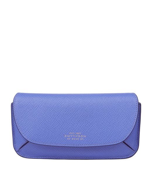 Smythson Blue Panama Leather Sunglasses Case