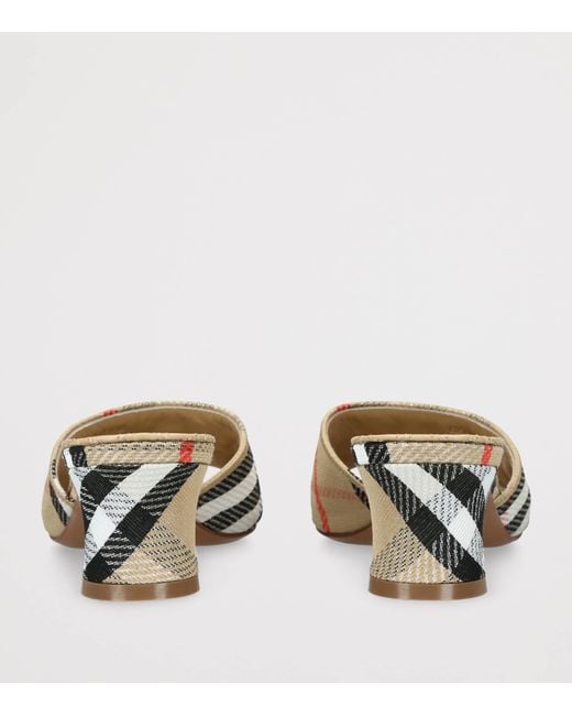 Burberry White Check Sloane Mules 45