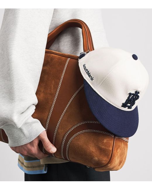 About Blank Blue Wool-Blend Contrast Monogram Cap for men