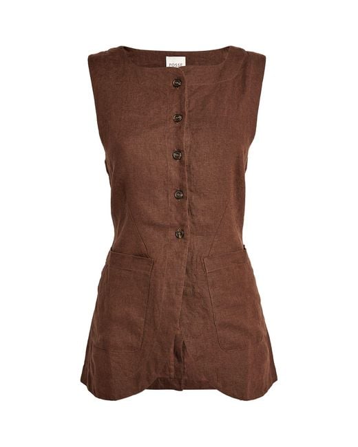 Posse Brown Linen Button-up Emma Vest