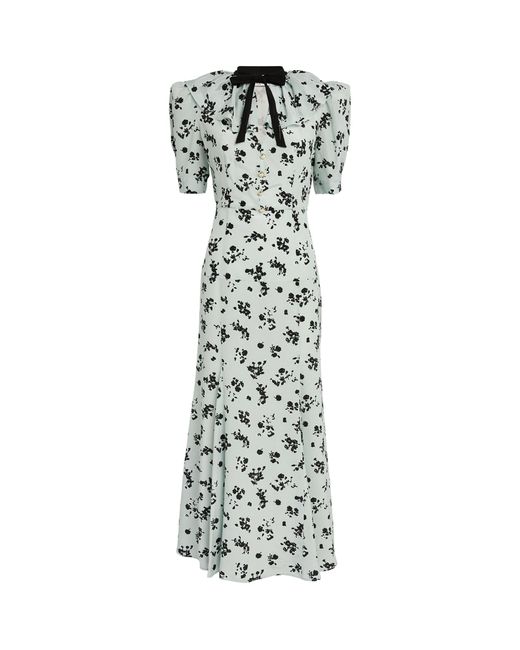 Alessandra Rich White Silk Floral Maxi Dress