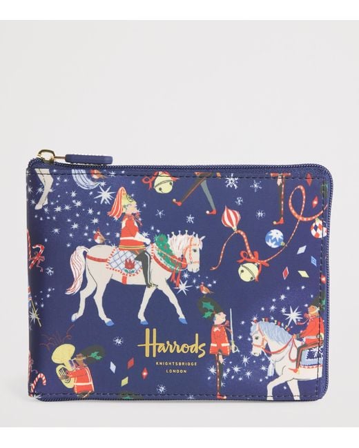 Harrods Blue Christmas Carousel Pocket Shopper Bag