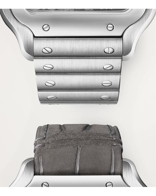 Cartier Gray Rhodium-Plated Santos De Dual Time Watch for men