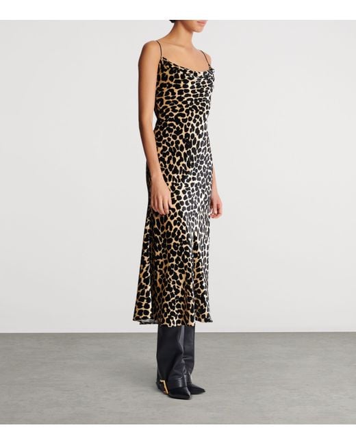 Balmain Natural Velvet Leopard Print Midi Dress