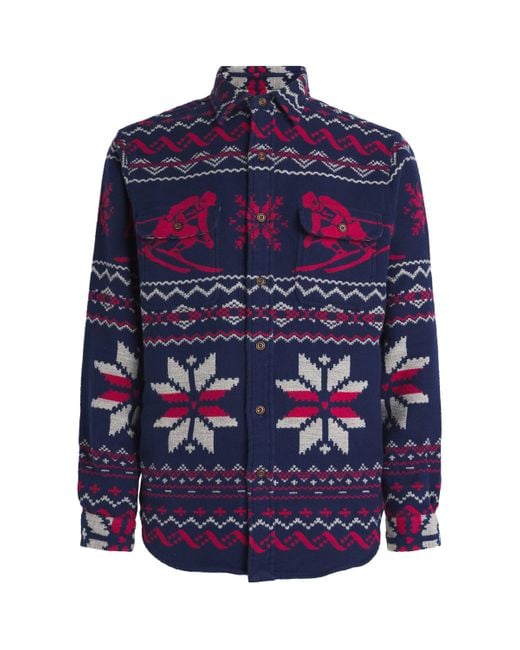 Polo Ralph Lauren Blue Jacquard Fair Isle Shirt for men