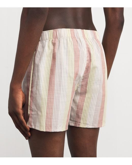 Hanro Pink Cotton Fancy Woven Boxer Shorts for men