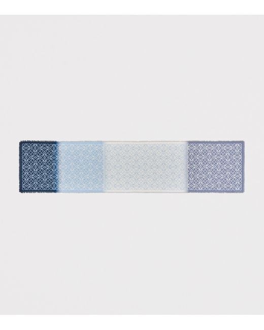 Loewe Blue Wool-Silk-Cashmere Anagram Scarf