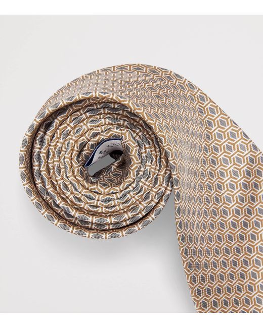 Eton of Sweden White Silk Geometric Tie for men