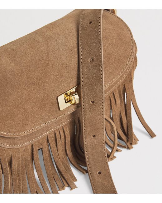 Sandro Brown Small Suede Le Mambo Cross-Body Bag