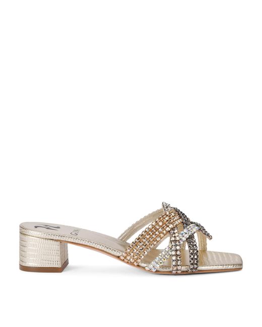 Gina Metallic Leather Embellished Roma Mules 35