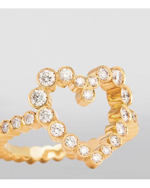 Sophie Bille Brahe Metallic Yellow Gold And Diamond Ensemble Heart Ring