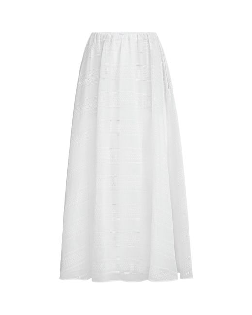 Brunello Cucinelli White Cotton Broderie Anglaise Maxi Skirt