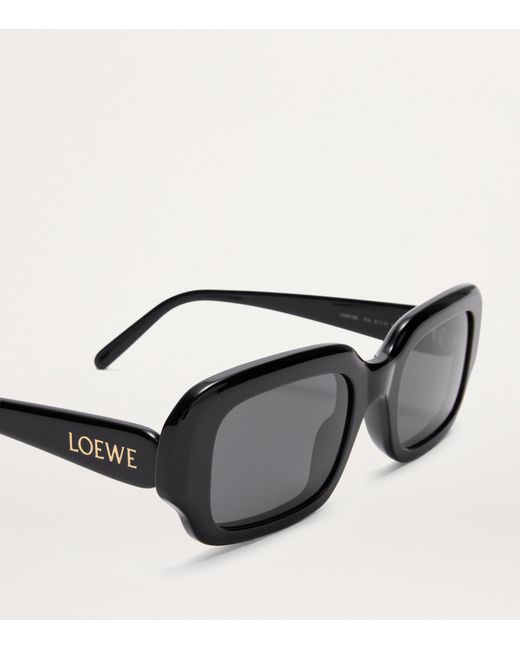 Loewe Black Acetate Rectangular Slim Sunglasses