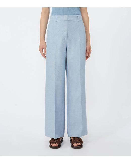 Weekend by Maxmara Blue Linen Wide-Leg Trousers