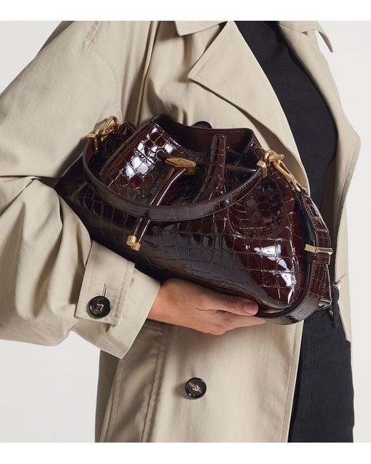 Jimmy Choo Brown Medium Cinch Leather Shoulder Bag