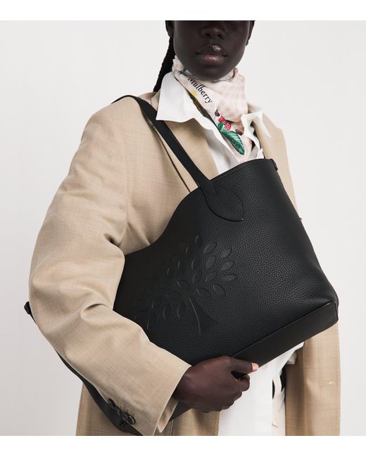 Mulberry Black Grained Leather Tree Tote Bag