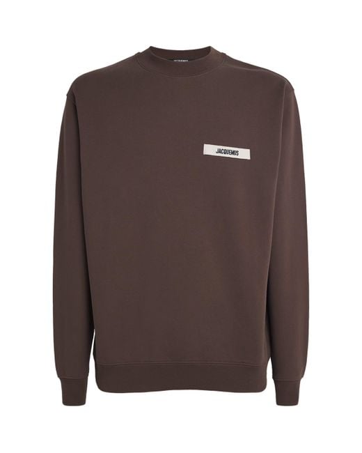 Jacquemus Brown Logo-Appliquéd Cotton-Jersey Sweatshirt for men