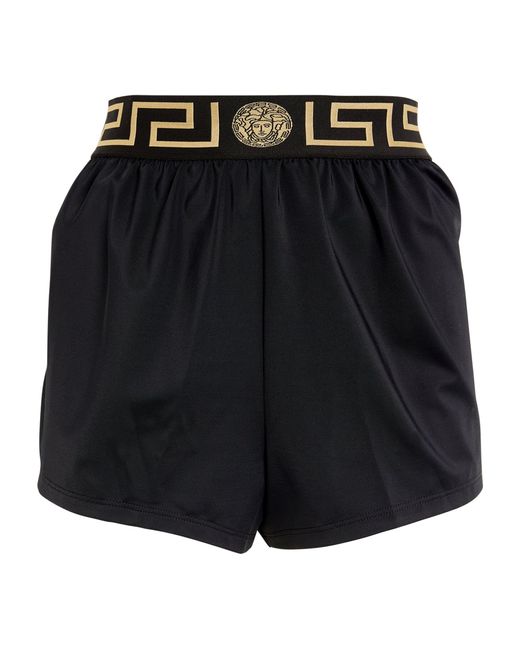 Versace Black Greca-waistband Swim Shorts
