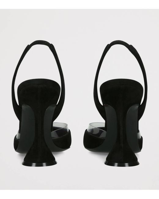 AMINA MUADDI Black Suede Lara Slingback Heels 95