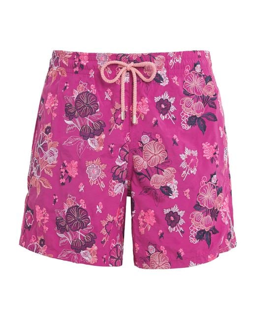 Vilebrequin Pink Embroidered Mistral Swim Shorts for men