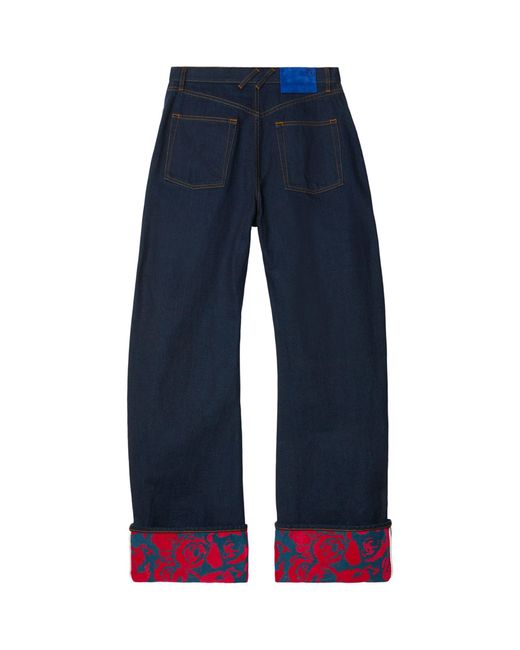 Burberry Blue Rose Print Cuff Jeans